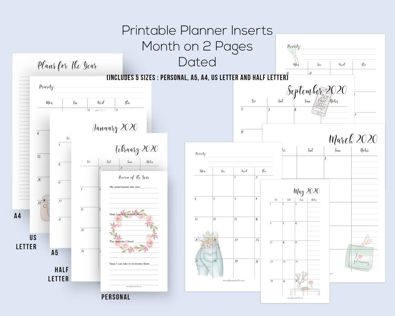 Printable planners Planners Etc