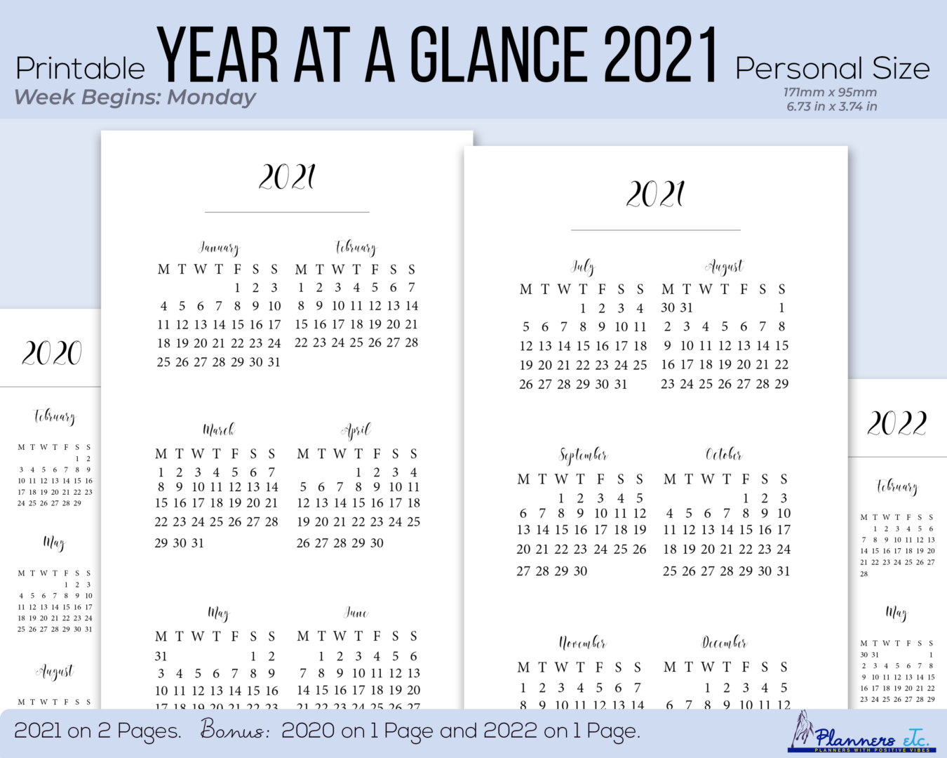 Year at a Glance 2021 Printable